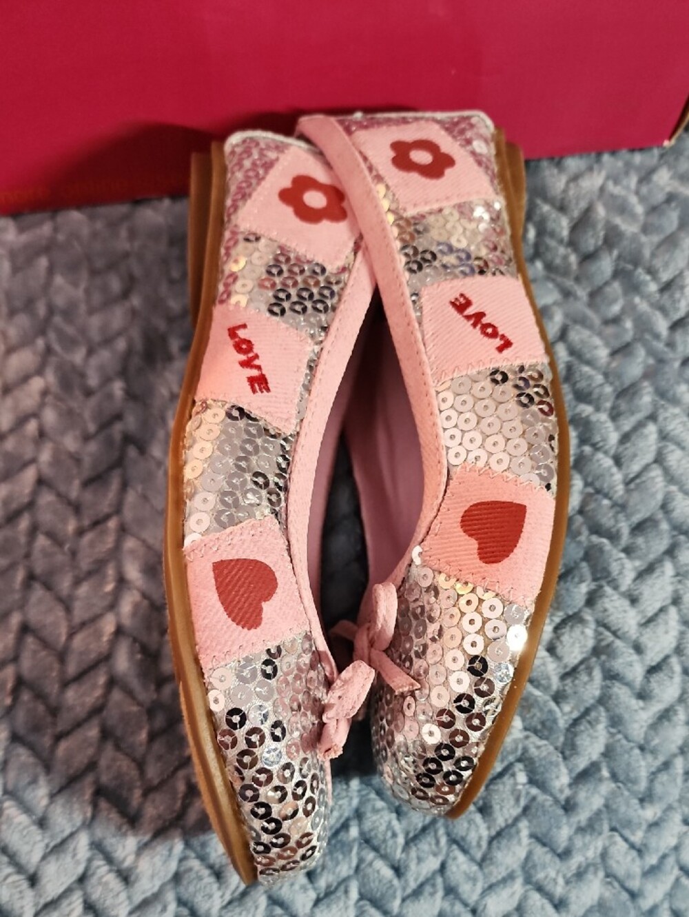 Girls' Pink Sequin Ballet Flats with Bow